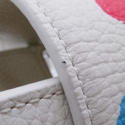 Pre Owned Louis Vuitton Capucines BB Painted Dots White Multicolor Taurillon Leather Top Handle Bag