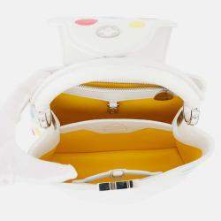 Pre Owned Louis Vuitton Capucines BB Painted Dots White Multicolor Taurillon Leather Top Handle Bag