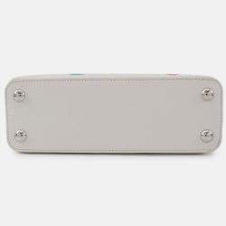 Pre Owned Louis Vuitton Capucines BB Painted Dots White Multicolor Taurillon Leather Top Handle Bag