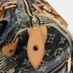 Pre Owned Louis Vuitton Blue Monogram Denim Patchwork Speedy 30