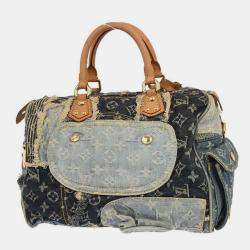 Pre Owned Louis Vuitton Blue Monogram Denim Patchwork Speedy 30