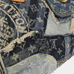Pre Owned Louis Vuitton Blue Monogram Denim Patchwork Speedy 30