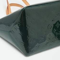 Pre Owned Louis Vuitton Green Monogram Vernis Bellevue PM Bag