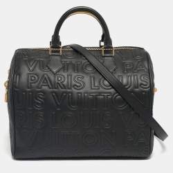 Pre Owned Louis Vuitton Black Monogram Paris Embossed Leather Limited Edition Speedy Cube 30 Bag