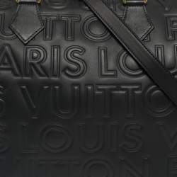 Pre Owned Louis Vuitton Black Monogram Paris Embossed Leather Limited Edition Speedy Cube 30 Bag