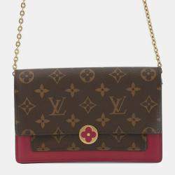 Pre Owned Louis Vuitton Brown Monogram Flore Wallet On Chain