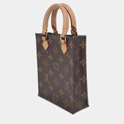 Pre Owned Louis Vuitton Black/Brown Coated Canvas Monogram Petit Sac Pla
