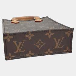 Pre Owned Louis Vuitton Black/Brown Coated Canvas Monogram Petit Sac Pla