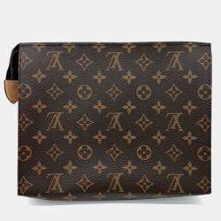 Pre Owned Louis Vuitton Brown Coated Canvas Monogram Pochette Toilette 26