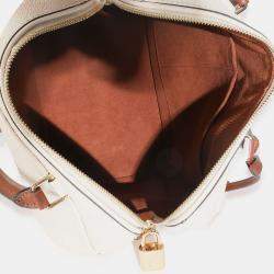 Pre Owned Louis Vuitton Cream Empreinte Caramel Calfskin Speedy Bandouliere 25 NM