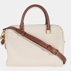 Pre Owned Louis Vuitton Cream Empreinte Caramel Calfskin Speedy Bandouliere 25 NM