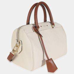 Pre Owned Louis Vuitton Cream Empreinte Caramel Calfskin Speedy Bandouliere 25 NM