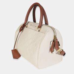 Pre Owned Louis Vuitton Cream Empreinte Caramel Calfskin Speedy Bandouliere 25 NM