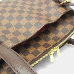 Pre Owned Louis Vuitton Damier Belem MM Shoulder Bag Brown Ebene