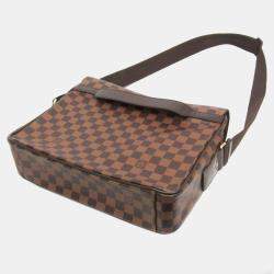 Pre Owned Louis Vuitton Damier Shelton MM Shoulder Bag Brown Ebene