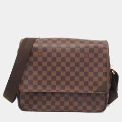 Pre Owned Louis Vuitton Damier Shelton MM Shoulder Bag Brown Ebene