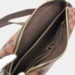 Pre Owned Louis Vuitton Damier Shelton MM Shoulder Bag Brown Ebene