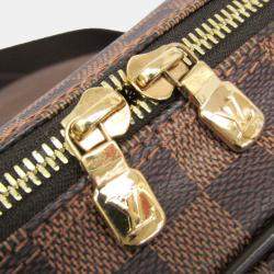 Pre Owned Louis Vuitton Damier Shelton MM Shoulder Bag Brown Ebene