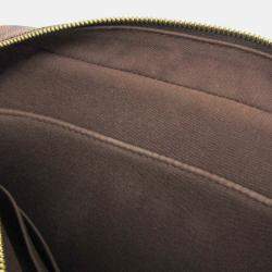 Pre Owned Louis Vuitton Damier Shelton MM Shoulder Bag Brown Ebene