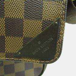 Pre Owned Louis Vuitton Damier Shelton MM Shoulder Bag Brown Ebene