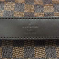 Pre Owned Louis Vuitton Damier Shelton MM Shoulder Bag Brown Ebene
