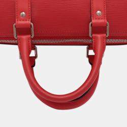 Pre Owned Louis Vuitton Red Supreme Epi Keepall Bandouliere 45