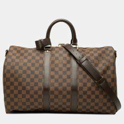 Pre Owned Louis Vuitton Brown Damier Ebene Keepall Bandouliere 45