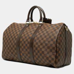 Pre Owned Louis Vuitton Brown Damier Ebene Keepall Bandouliere 45