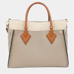 Pre Owned Louis Vuitton On My Side Beige Calf Leather MM Handbag