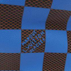 Pre Owned Louis Vuitton Sac Plat Soft EW Brown/Blue Coated Canvas Leather With Damier Pop  Tote Bag