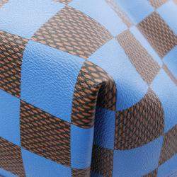 Pre Owned Louis Vuitton Sac Plat Soft EW Brown/Blue Coated Canvas Leather With Damier Pop  Tote Bag