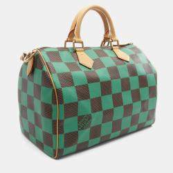 Pre Owned Louis Vuitton Speedy Bandouliere 40 Damier Pop Green/Brown Coated Canvas Leather  Handbag 