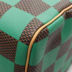 Pre Owned Louis Vuitton Speedy Bandouliere 40 Damier Pop Green/Brown Coated Canvas Leather  Handbag 