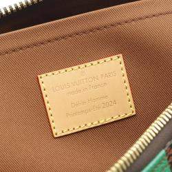 Pre Owned Louis Vuitton Speedy Bandouliere 40 Damier Pop Green/Brown Coated Canvas Leather  Handbag 