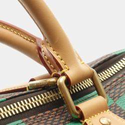 Pre Owned Louis Vuitton Speedy Bandouliere 40 Damier Pop Green/Brown Coated Canvas Leather  Handbag 
