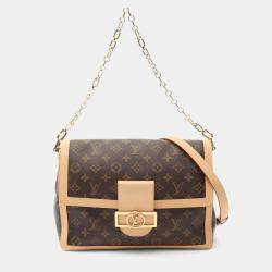 Pre Owned Louis Vuitton Dauphine Soft GM Shoulder Bag In Monogram Leather Brown