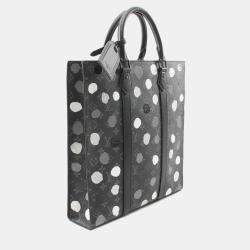 Pre Owned Louis Vuitton X Yayoi Kusama Sac Plat Black/ White Coated Canvas Leather Tote Bag