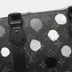 Pre Owned Louis Vuitton X Yayoi Kusama Sac Plat Black/ White Coated Canvas Leather Tote Bag