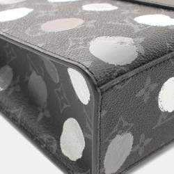 Pre Owned Louis Vuitton X Yayoi Kusama Sac Plat Black/ White Coated Canvas Leather Tote Bag