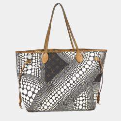 Pre Owned Louis Vuitton Monogram Pumpkin Dot Neverfull Mm Bag Tote Canvas White