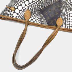 Pre Owned Louis Vuitton Monogram Pumpkin Dot Neverfull Mm Bag Tote Canvas White