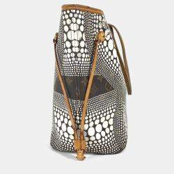 Pre Owned Louis Vuitton Monogram Pumpkin Dot Neverfull Mm Bag Tote Canvas White