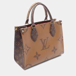 مملوكة مسبقًا حقيبة لوي فيتون اون ذا قو PM قماش مطلي بشعار مونوغرام جيانت عكسي بني وبيج