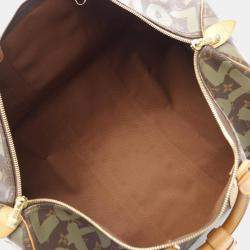 Pre Owned Louis Vuitton Keepall 50 Boston Bag Coated Canvas And Leather Monogram Graffiti Brown Khaki
