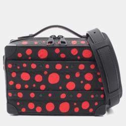 Pre Owned Louis Vuitton Lv X Yk Handle Soft Trunk Handbag Leather Monogram Taurillon Black Red