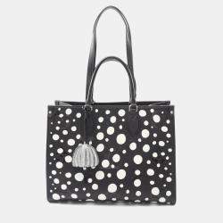 Pre Owned Louis Vuitton X Yayoi Kusama On The Go Mm Tote Bag In Monogram Empreinte Leather Black