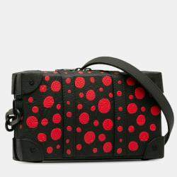 Pre Owned Louis Vuitton X Yayoi Kusama Monogram Dot Soft Trunk Wallet Lv Shoulder Bag Black Red Leather