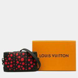 Pre Owned Louis Vuitton X Yayoi Kusama Monogram Dot Soft Trunk Wallet Lv Shoulder Bag Black Red Leather