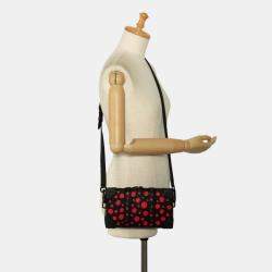Pre Owned Louis Vuitton X Yayoi Kusama Monogram Dot Soft Trunk Wallet Lv Shoulder Bag Black Red Leather