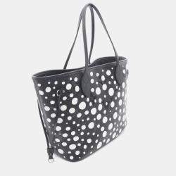 Pre Owned Louis Vuitton X Yayoi Kusama Neverfull Mm Tote Bag In Monogram Empreinte Leather Black And White With Infinity Dots